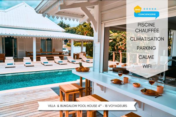 Villa Jasmin & Bungalow Pool House 4 étoiles - 18 voyageurs, Boek  Hotels in Mon Caprice met zwembad, Zwembad